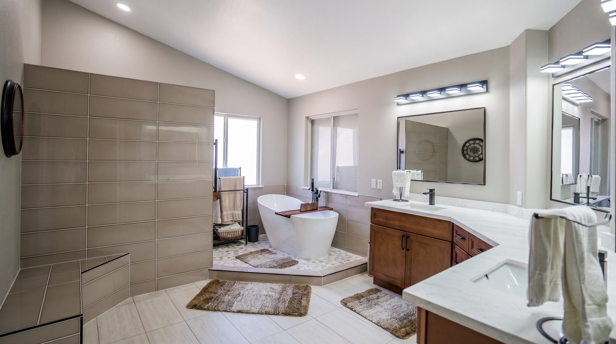 Bathroom remodel with soaking tub and custom tile Las Vegas