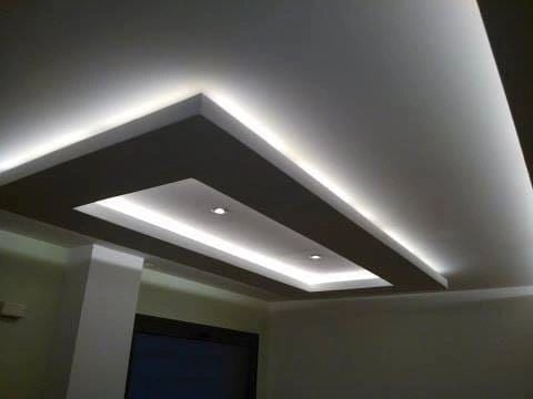 Custom drywall ceiling soffit with LED cove lighting Las Vegas