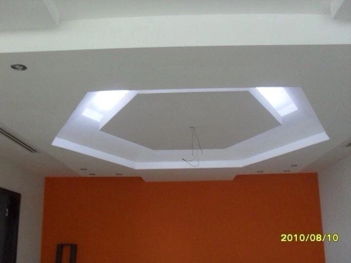 Orange accent wall with custom ceiling soffit Las Vegas